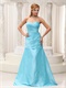 Beautiful A-line Aqua Blue Long Prom Dress For Friend's Weeding Wear