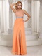 One Shoulder Bright Orange Sunshine Day Wear Dancing Dress High Slit