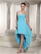 Short Front Long Back Hi-lo Skirt Aqua Chiffon Prom Dress B2C Model