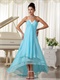 Lovely Natural Waist Aqua Chiffon V-Shaped High-low Layers Skirt