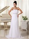 Strapless Silver Beading White Prom Dress And Gown Brush Train