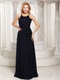 Mature Scoop Black Column Chiffon Prom Dress For Forty Years Old Women