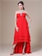 Scarlet Red Chiffon High-low 3 Layers Prom Dress For Lady Wear