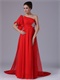 Red Chiffon Single Shoulder Trumpet Ruffle Sleeve Prom Dress For Sale
