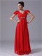 Promotion Floor Length Red Celebrity Gowns Cap Short Sleeves