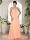 Double Halter Straps Column Peach Chiffn Spring Prom Dress Warm Tone