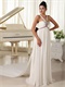 Exclusive V-Neck Straps Watteau Train Empire Prom Gown With Chocolate Bowknot