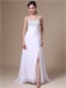 High Slit Beaded Decorate Spaghetti Straps White Chiffon Prom Dress Customize