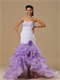 Particular Purple Ruffles Layers High Low Skirt White Mermaid Cocktail Dress