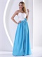 Leisure White and Dodger Blue Floor Length Prom Party Dresses Online