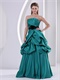 Strapless Bubble Long Tuequoise Formal Evening Dress With Black Sash