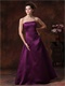 Particular Strapless A-line Purple Evening Dress With Back Ruffles Detials