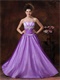 Beaded Strapless Basque Waist Purple Prom Dress With White UnderSkirt