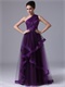 Conservative One Shoulder Tulle Dark Purple Evening Dress Group Purchase