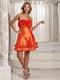 Orange Red Taffeta Nightclub Dress Cascade Knee Length Hemline Design