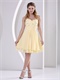 Light Yellow Layers Chiffon Young Girl Homecoming Prom Dress Bustle