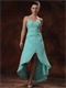 Fascinating Aqua Blue High-low Prom Dress Cross Back Special Price