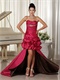 Hot Pink Taffeta High Low Prom Dress With Leopard Printed Inside Exclusive