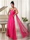 One Shoulder Hot Pink Empire Watteau Prom Dress Girl First Choice