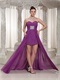 Shirred Bodice Purple Chiffon Prom Dress High-low Design Group Purchase