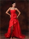 Glamorous Strapless Celebrity Red Dress High Low Skirt Without Details