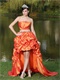 Orange Plicated Bodice Puffy High-Low Private Dress For Outdoor Party Shop