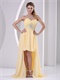 V Shaped Light Yellow High-low Empire Waiste Prom Dress To College Wear