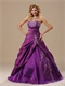 Purple Taffeta Embroidery Quinceanera Court Dress Not Very Puffy