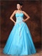 Enchanting Appliques Aqua Blue Prom Ball Gown Suitable To Dancing