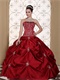 Embroidery Pick-ups Puffy Ball Gown Wine Red Quinceanera Dress For Girls