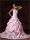 Girlish Pink Taffeta Bulging Puffy Ball Gown Basque With Train