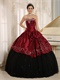 Wine Red And Black Sample Quinceanera Dress Silver Embroidery