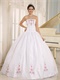 Princess Embroidery White Ball Gown For Girl's Sweet 16 Gift First Choice