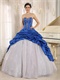 Royal Blue Taffeta Pick-ups Clearance Quinceanera Dress Silver Embroidery