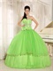 Pretty Spring Green Cakes Puffy Gown For Quinceanera Girl Wear