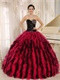 Black and Hot Pink Circular Ruffles Puffy Quinceanera Gown Wear Petticoat