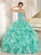 Apple Green Ruffles Puffy Quinceanera Girl Court Gown Top Seller Style