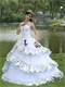 Ball Gown Skirt White Quinceanera Dress Silver Details For Military Ball