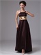 Spaghetti Straps Mother Of The Bride Elegant Brown Dress With Gold Sash