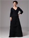 Black Chiffon And Lace Crossed Layers Mother Bride Dress 3/4 Length Sleeves