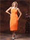 Orange Satin Tea-length Mother Of The Bride Dress Halter Cross Back