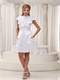 Modest High-neck Ruffled Knee-length White Prom Dress Annual Dinner