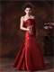 Stylish Wine Red Taffeta Column Fitted Wedding Anniversary Dress New Arrival