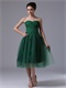 A-Line Tulle Tea-length Skirt Dark Green Gathering Dress Lady Most Choice