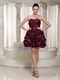 Burgundy Taffeta Lace Up Short Dress For Public Ballroom Dance