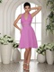 Short Toastmaster Prom Dress Design With Halter Lilac Chiffon Skirt