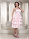 Wholesale Multilayers Short Skirt Simple Mother Prom Dress Pink Color