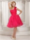 Hand Made Flowers One Shoulder Organza Coral Prom Dress Pretty