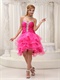 Lovely Hot Pink High-low Organza Cocktail Gown 4 Layers Skirt Popular