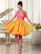 Princess Hot Pink and Orange Organza Contrast Short Prom Dress Teen Girl